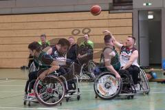 Rollstuhlbasketball —  Saison 2023/24 - Schanzer Wheelys - SV Reha Augsburg - Wolfgang Niemann Schanzer Wheelys  #6 -  - Markus Heimhofer #5 Augsburg - Foto: Meyer Jürgen