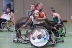 Rollstuhlbasketball —  Saison 2023/24 - Schanzer Wheelys - SV Reha Augsburg - Georg Sager Schanzer Wheelys  - Sebastian Schunke #16 Augsburg - Foto: Meyer Jürgen
