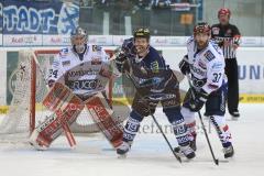 DEL - Eishockey - PlayOff - ERC Ingolstadt - Iserlohn Roosters - 1. Spiel - Torwart Lange Mathias (Iserlohn 24) Christoph Gawlik (ERC 19) Sullivan Sean (Iserlohn 37)