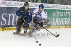 DEL - Eishockey - ERC Ingolstadt - Augsburger Panther - Saison 2015/2016 - Brandon Buck (#9 ERC Ingolstadt) - Ivan Ciernik (#27 Augsburg)  - Foto: Meyer Jürgen