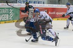 DEL - Eishockey - ERC Ingolstadt - Augsburger Panther - Saison 2015/2016 - Brandon Buck (#9 ERC Ingolstadt) - Ben Meisner Torwart (#30 Augsburg)  - James Bettauer (#15 Augsburg)  - Foto: Meyer Jürgen