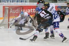 DEL - Eishockey - ERC Ingolstadt - Adler Mannheim - Saison 2016/2017 - Eisenhut Marco (#30 ERCI) - Brian Salcido (#22 ERCI) - Ullmann Christoph (#47 Mannheim) - Foto: Meyer Jürgen