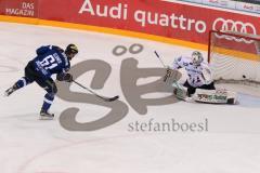 DEL - Eishockey - ERC Ingolstadt - Eisbären Berlin - Saison 2016/2017 - David Elsner (#61 ERCI) mit dem Schuss zum 6:1 Führungstreffer - jubel - Marvin Cüpper (Torwart #39 Berlin) - Foto: Meyer Jürgen