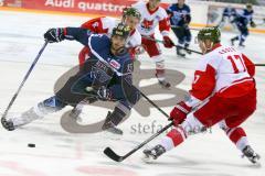 DEL - Eishockey - ERC Ingolstadt - HCB Südtirol Alperia - Saison 2016/2017 - John Laliberte (#15 ERCI) - Egger Alexander (#17 Bozen) - Foto: Meyer Jürgen