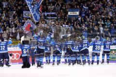 DEL - Eishockey - Saison 2017/2018 - ERC Ingolstadt - Iserlohn Roosters - Sieg 3:2 Fans Jubel Danke Fahnen Kurve