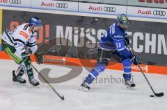 DEL - Eishockey - ERC Ingolstadt - Augsburger Panther - Saison 2017/2018 - Greg Mauldin (#20 ERCI) - Andrew Leblanc (#19 AEV) - Foto: Meyer Jürgen