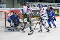 DEL - Eishockey - ERC Ingolstadt - Augsburger Panther - Saison 2017/2018 - Timo Pielmeier (#51Torwart ERCI) - Thomas Holzmann (#17 AEV) - Daniel Schmölz (#25 AEV) - Dustin Friesen (#14 ERCI) - Foto: Meyer Jürgen