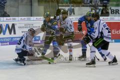 DEL - Eishockey - ERC Ingolstadt - Saison 2017/2018 - ERC Ingolstadt - Straubing Tigers - Torwart Sebastian Vogl (Nr.25, Straubing Tigers) - Laurin Braun (#91 ERCI) - Foto: Meyer Jürgen