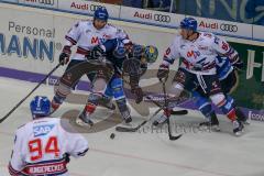 DEL - Eishockey - ERC Ingolstadt - Adler Mannheim - Saison 2017/2018 - John Laliberte (#15 ERCI) - Luke Adam (#90 Mannheim) - Foto: Meyer Jürgen