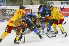 DEL - Eishockey - ERC Ingolstadt - Düsseldorfer EG - Saison 2017/2018 - Kael Mouillierat (#22 ERCI) - #Laurin Braun (#91 ERCI) - Greg Mauldin (#20 ERCI) - Foto: Meyer Jürgen
