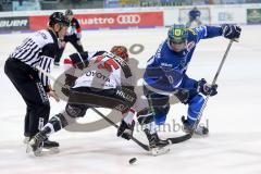 DEL - Eishockey - ERC Ingolstadt - Kölner Haie - Bully T. J. Mulock und rechts Greg Mauldin (ERC 20)