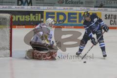 DEL - Eishockey - Saison 2018/2019 - ERC Ingolstadt - Kölner Haie - Patrick Cannone (#12 ERCI) mit einer Torchance - Gustaf Wesslau Torwart (#29 Köln) - Foto: Meyer Jürgen