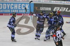 DEL - Eishockey - Saison 2018/2019 - ERC Ingolstadt - Kölner Haie - Gustaf Wesslau Torwart (#29 Köln) - äe40# - Benedikt Kohl (#34 ERCI) mit dem 1:0 Führungstreffer - jubel - Foto: Meyer Jürgen