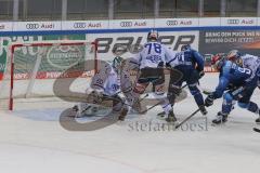 DEL - Eishockey - Saison 2020/21 - ERC Ingolstadt - Schwenninger Wild Wings - Joakim Eriksson Torwart (#60 Schwenningen) - Anschlusstreffer zum 1:2 durch Justin Feser (#71 ERCI) - Will Weber (#78 Schwenningen) - jubel - Foto: Jürgen Meyer
