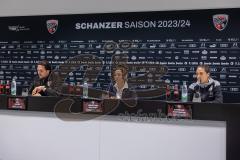 3. Liga; FC Ingolstadt 04 - Neue Trainerin, Pressekonferenz, Cheftrainerin Sabrina Wittman (FCI) Sportdirektor Ivica Grlic  (FCI) Pressesprecherin Kristina Richter (FCI)