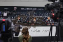 3. Liga; FC Ingolstadt 04 - Neue Trainerin, Pressekonferenz, Cheftrainerin Sabrina Wittman (FCI) Pressesprecherin Kristina Richter (FCI) Sportdirektor Ivica Grlic  (FCI)