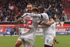 3. Liga; FC Ingolstadt 04 - SpVgg Unterhaching; Tor Jubel Treffer 2:0 Simon Lorenz (32, FCI) Daouda Beleme (9, FCI) David Kopacz (29, FCI)