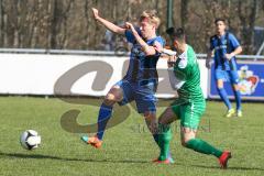 Landesliga 2015/16 - FC Gerolfing - SV Planegg - Krailing - Andrej Kubicek grün Gerolfing - Paul Wilnauer blau Planegg - Foto: Jürgen Meyer