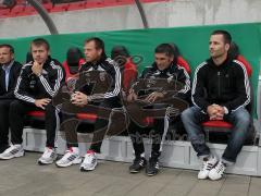 DFB Pokal - FC Ingolstadt 04 - Karlsruher SC - 2:0 - Trainer Michael Wiesinger mit Co Uwe Wolf Brano Arsenovic und Stefan Schaidnagel auf der Bank