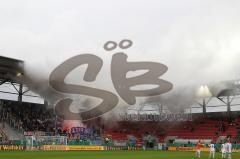 DFB Pokal - FC Ingolstadt 04 - Karlsruher SC - 2:0 - Karlruher Fans mit Feuer
