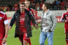 2. BL - FC Ingolstadt 04 - VfR Aalen 2:0 - Torschütze Christian Eigler (18) jubelt und lacht nach dem Spiel