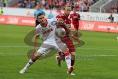 2. BL - FC Ingolstadt 04 - 1. FC Köln - 2014 - Kampf vor dem Tor, links Jonas Hector und rechst Moritz Hartmann (9)