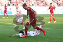 2. BL - FC Ingolstadt 04 - 1. FC Köln - 2014 - Philipp Hofmann (28) knapp am Tor wird von 5 Marod Dominic aufgehalten