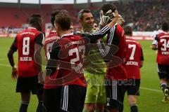 2. Bundesliga - FC Ingolstadt 04 - 1. FC Union Berlin - Andre Mijatović (4) köpft zum 3:3 Tor Jubel, Torwart Ramazan Özcan (1) gratuliert