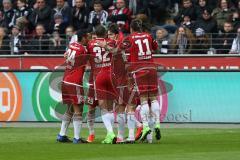 1. Bundesliga - Fußball - Eintracht Frankfurt - FC Ingolstadt 04 - Tor Jubel Treffer mitte Romain Brégerie (18, FCI) 0:1