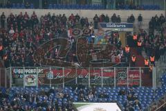 1. Bundesliga - Fußball - FC Schalke 04 - FC Ingolstadt 04 - mitgereiste Fans Schanzer Jubel Fahnen Südkurve