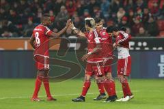 1. Bundesliga - Fußball - Bayer Leverkusen - FC Ingolstadt 04 - Tor Jubel 1:2 Almog Cohen (36, FCI) mit Roger de Oliveira Bernardo (8, FCI) Alfredo Morales (6, FCI) Darío Lezcano (11, FCI)