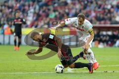 1. Bundesliga - Fußball - 1. FC Köln - FC Ingolstadt 04 - hinten Matthias Lehmann (33 Köln) foult Darío Lezcano (11, FCI) im Strafraum, Elfmeter