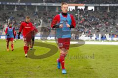 1. BL - Saison 2016/2017 - Hertha BSC - FC Ingolstadt 04 - Florent Hadergjonaj (#33 FCI) verlässt den Platz nach dem warm machen  - Foto: Meyer Jürgen