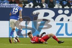 1. Bundesliga - Fußball - FC Schalke 04 - FC Ingolstadt 04 - Dennis Aogo (15 Schalke) Alfredo Morales (6, FCI)  am Boden