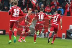 1. BL - Saison 2016/2017 - FC Ingolstadt 04 - SV Werder Bremen - Lezcano Farina,Dario (#37 FCI) trifft zum 1:0 Führungstreffer - Jubel - Pascal Groß (#10 FCI) - Sonny Kittel (#21 FCI) - Foto: Meyer Jürgen