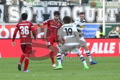 1. Bundesliga - Fußball - FC Ingolstadt 04 - Borussia Mönchengladbach - Romain Brégerie (18, FCI) gegen Fabian Johnson (#19 Gladbach)
