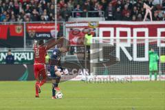1. Bundesliga - Fußball - FC Ingolstadt 04 - RB Leipzig - Tor Jubel 1:0 Roger de Oliveira Bernardo (8, FCI) zu den Fans Timo Werner (11 Leipzig) lässt Kopf hängen