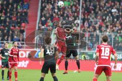 1. BL - Saison 2016/2017 - FC Ingolstadt 04 - FC Augsburg - Roger de Oliveira Bernardo (#8 FCI) beim Kopfball - Foto: Meyer Jürgen