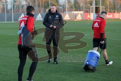 1. Bundesliga - Fußball - FC Ingolstadt 04 - 1. Training mit neuem Trainer - Cheftrainer Maik Walpurgis (FCI) kommt auf den Platz, Stefan Lex (14, FCI) Maurice Multhaup (31, FCI)
