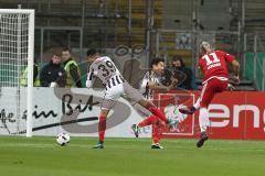 DFB - Pokalspiel - Eintracht Frankfurt - FC Ingolstadt 04 - Lezano Farina,Dario (#37 FCI) mit einem Torschuss - Mascarell Omar (#39 Frankfurt) - Foto: Meyer Jürgen