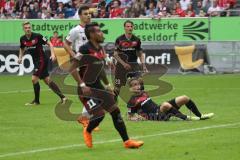2. Bundesliga - Fußball - Fortuna Düsseldorf - FC Ingolstadt 04 - am Boden Tobias Schröck (21, FCI) schaut dem Ball nach, am Tor vorbei