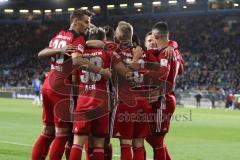 2. Bundesliga - Fußball - DSC Arminia Bielefeld - FC Ingolstadt 04 - Tor 0:1 Thomas Pledl (30, FCI) Jubel mit Alfredo Morales (6, FCI) Stefan Kutschke (20, FCI)