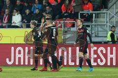 2. Bundesliga - Fußball - Jahn Regensburg - FC Ingolstadt 04 - Tor Alfredo Morales (6, FCI) 0:1 Jubel durch Alfredo Morales (6, FCI) Hauke Wahl (25, FCI) Marcel Gaus (19, FCI)