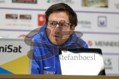 2. Bundesliga - Fußball - Erzgebirge Aue - FC Ingolstadt 04 - Pressekonferenz nach dem Spiel Cheftrainer Hannes Drews (Aue)