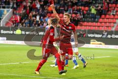 2. BL - Saison 2017/2018 - FC Ingolstadt 04 - MSV Duisburg - Hauke Wahl (#25 FCI) trifft zum 1:1 Ausgleichstreffer - jubel - Alfredo Morales (#6 FCI) - Foto: Meyer Jürgen