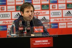 2. Bundesliga - Fußball - FC Ingolstadt 04 - FC Erzgebirge Aue - Pressekonferenz nach dem Spiel - Cheftrainer Hannes Drews (Aue)