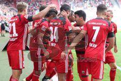 2. Bundesliga - Fußball - FC Ingolstadt 04 - SSV Jahn Regensburg - Marvin Matip (34, FCI) köpft zum Tor, 2:1 Jubel, Antonio Colak (7, FCI) Darío Lezcano (11, FCI) Almog Cohen (8, FCI)