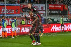 2. BL - Saison 2017/2018 - FC Ingolstadt 04 - SV Darmstadt 98 - Der 2:0 Führungstreffer von Sonny Kittel (#10 FCI) - jubel - tor - Stefan Kutschke (#20 FCI) - Max Christiansen (#5 FCI) - Foto: Meyer Jürgen
