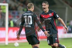 2. BL - Saison 2017/2018 - FC Ingolstadt 04 - SV Darmstadt 98 - Sonny Kittel (#10 FCI) schiesst den 2:0 Führungstreffer - jubel - Stefan Kutschke (#20 FCI)  - Foto: Meyer Jürgen