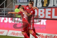 2. BL - Saison 2017/2018 - FC Ingolstadt 04 - MSV Duisburg - Hauke Wahl (#25 FCI) trifft zum 2:1 Führungstreffer - Jubel - Thomas Pledl (#30 FCI) - Foto: Meyer Jürgen